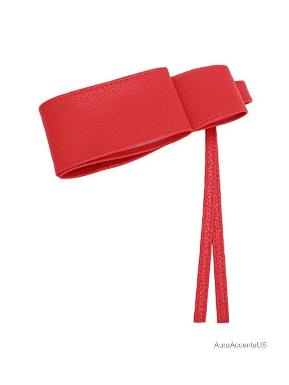 Faux Leather Bow Tie Waistband Elastic Stretch Waist Strap Belt for Dress